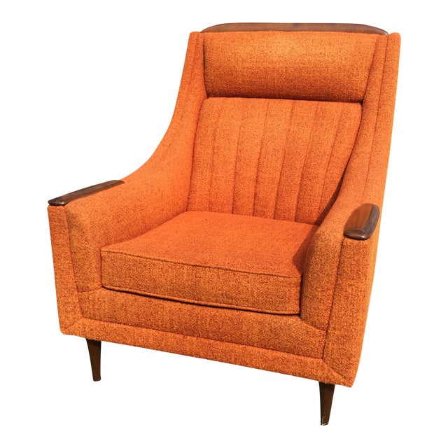 MidCentury Modern Orange Lounge Club Chair Chairish
