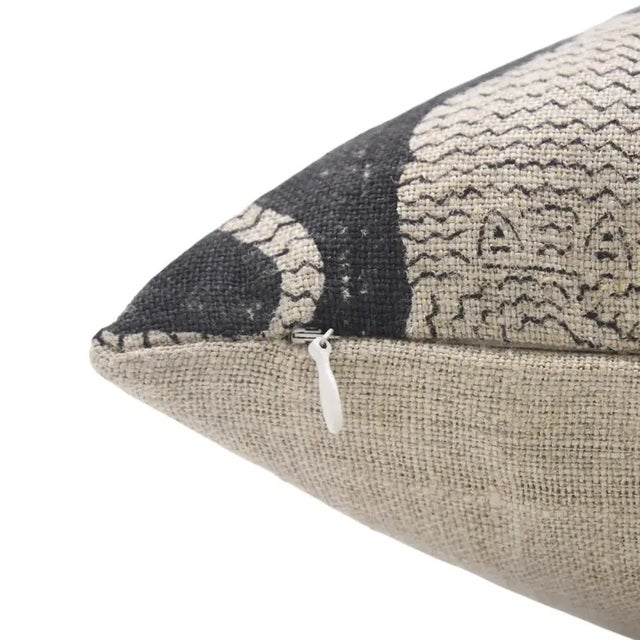 Art Deco Fabdivine Handmade Block Printed Cushion Case 24x24 Inch Thick Linen-Mushak For Sale - Image 3 of 5