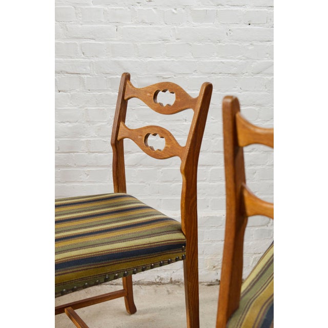 Vintage Oak and Wool Dining Room Chairs by Henning Kjaernulf, 1960s, Set of 4 For Sale - Image 6 of 18