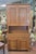 Find antique rustic farmhouse Pine blind door cupboard. Features two blind doors with two shelves over a dry sink base...