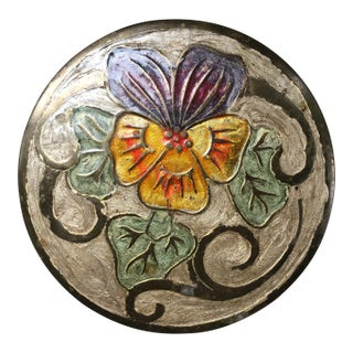 1960s Brass Keepsake Box With Painted Enamel Pansies For Sale