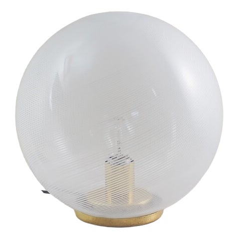 Swirl Murano Glass Globe Table Lamp attributed to Venini, Italy, 1970s For Sale