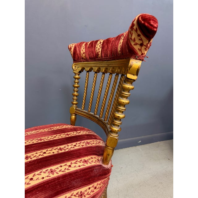 Wood French Napoleon III Giltwood SpindleBack Chair in the Louis XVI Taste Circa 1870 For Sale - Image 7 of 15