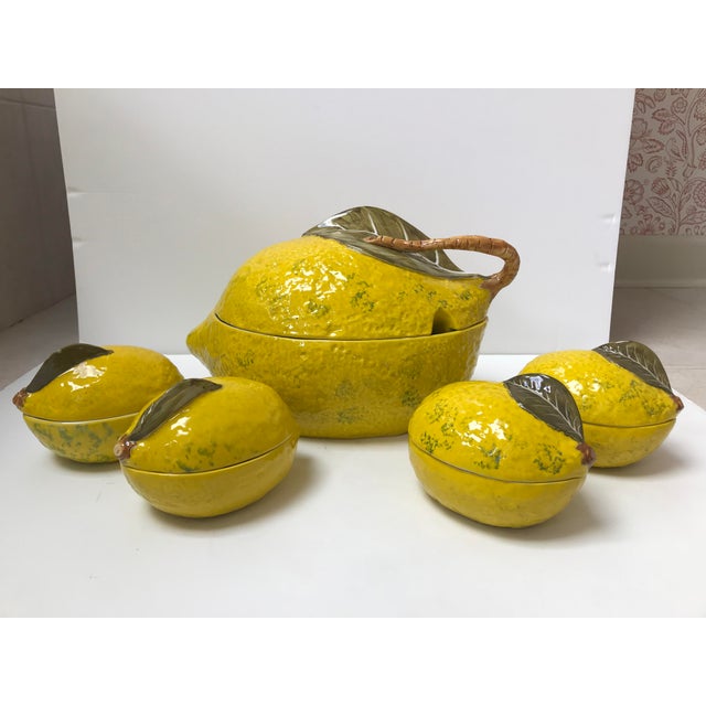 Vintage Italian Lemon Tureen and 4 Matching Soup Bowls Chairish