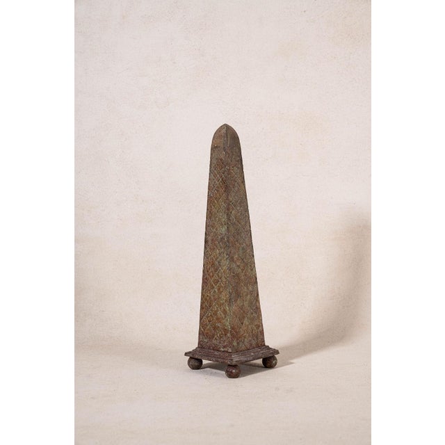 Metal Pair | Vintage Cast Iron Obelisks For Sale - Image 7 of 8