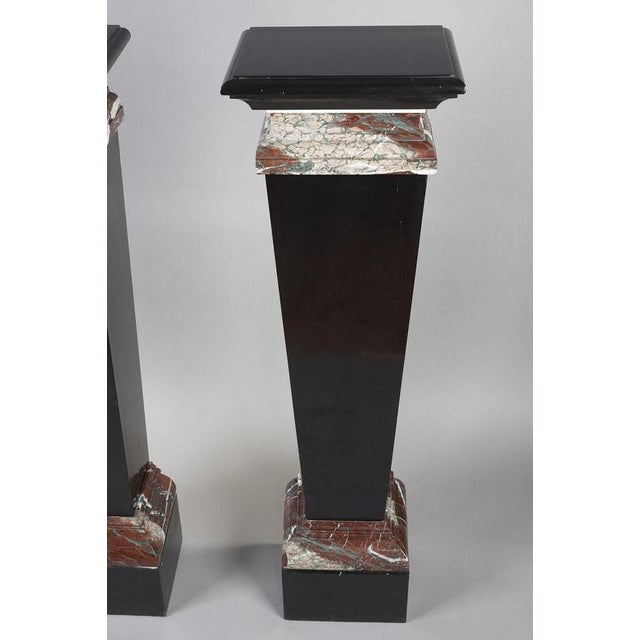 Stone Black and Red 19th Century Pedestals, 1880, Set of 2 For Sale - Image 7 of 18