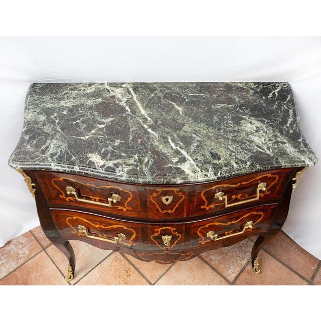 18th Century Louis XV French Wooden Chest of Drawers with Marble Top For Sale - Image 3 of 6