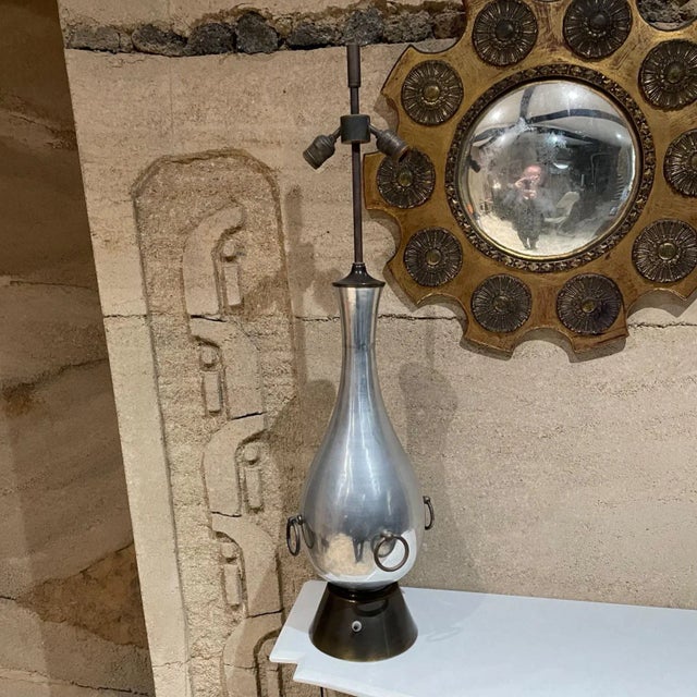 1950s Arturo Pani Sensational Table Lamp Aluminum & Brass Mexico City For Sale In San Diego - Image 6 of 10