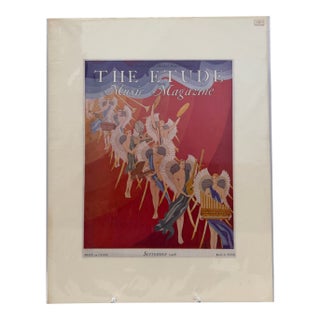 1928 Original the Etude Magazine Cover, September, f.s. Cooke, Art Deco, Matted For Sale