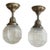 1920s American Sheffield Holder Flush Pendants With Geometric Original Glass Shades - Pair For Sale