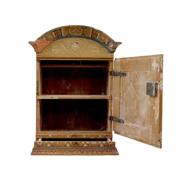 Mid 19th Century Hand-Painted Swedish Pine Wall Cabinet, 1840s For Sale - Image 5 of 9