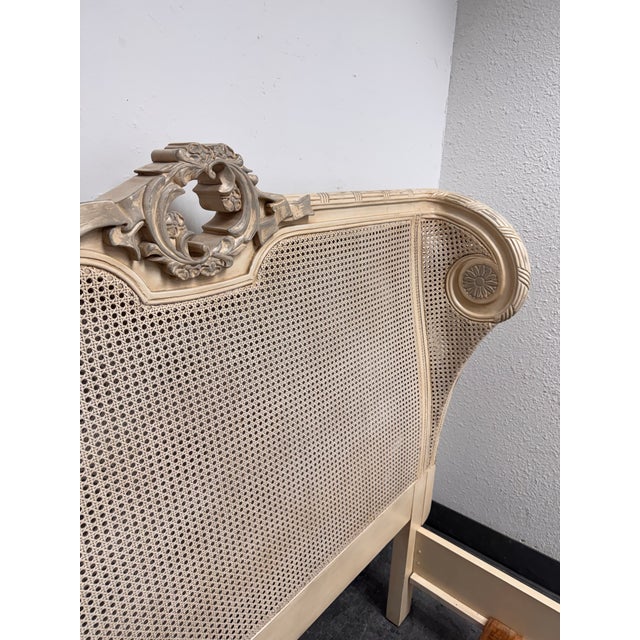 French Full Size French Louis XVI Style Caned Bed Frame, Vintage For Sale - Image 3 of 12