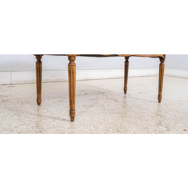 Blue French Louis XV Style Double Cane Back Boudoir Bench For Sale - Image 8 of 18