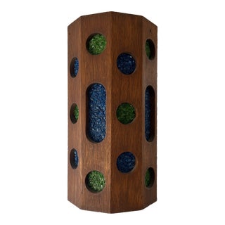 Mid 20th Century Mid-Century Modern Teak Swag Lamp Rock Candy Accents For Sale