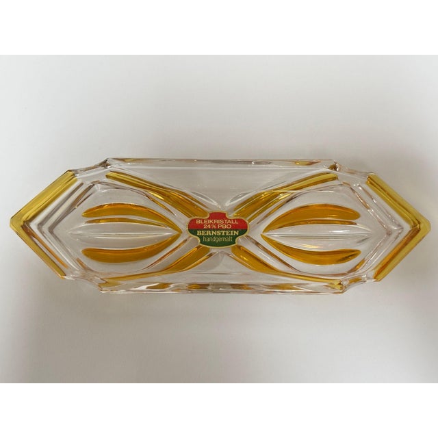 Art Deco Bohemian Bleikristall Crystal Vanity Set, Amber Cut Glass, Circa 1930s For Sale - Image 11 of 11