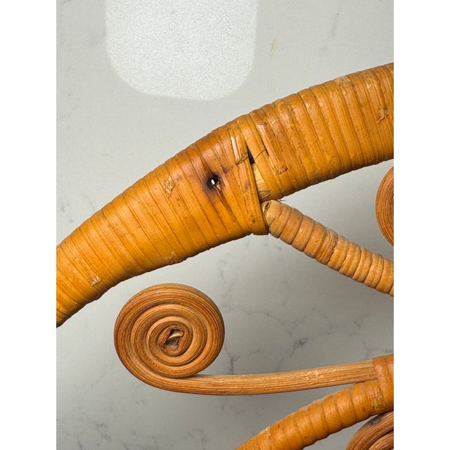 Vintage Boho Rattan Wicker 3 Tier Folding Wall Shelf For Sale - Image 10 of 11