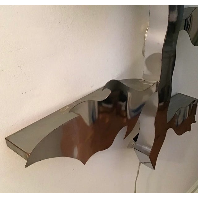 Chrome Vintage Modern Chrome Tree Design Wall Shelf With Lights For Sale - Image 8 of 13