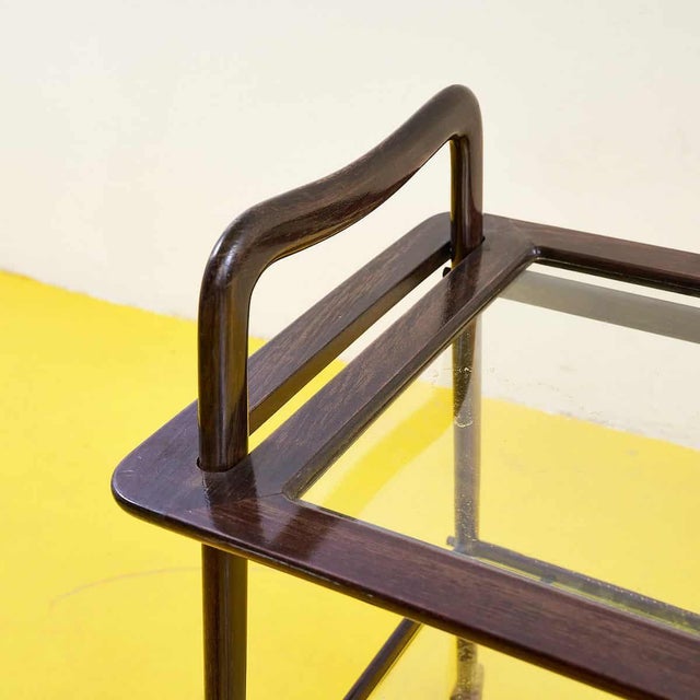 Glass Serving Bar Cart For Sale - Image 6 of 9