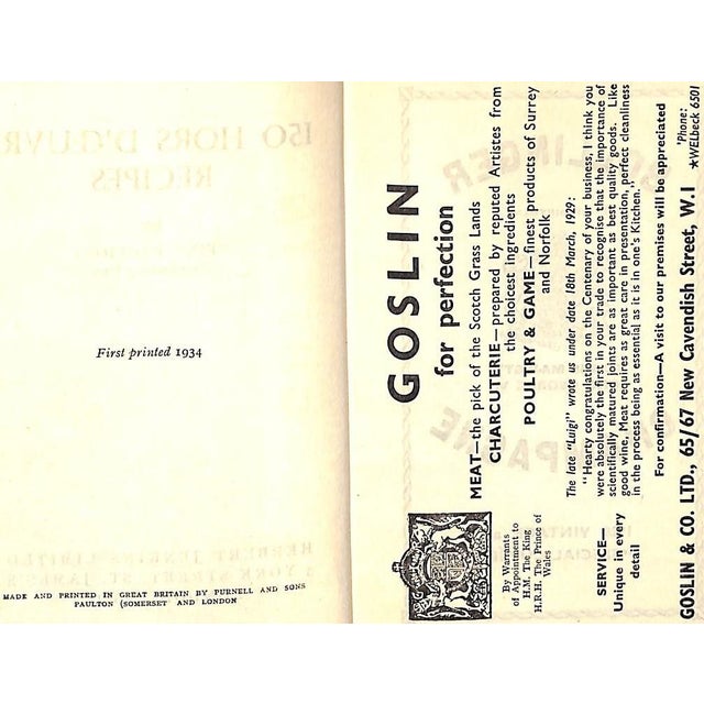 White 150 Hors d'Oeuvre Recipes" 1934 Baglioni, "Pin" [Of the Embassy Club] For Sale - Image 8 of 10