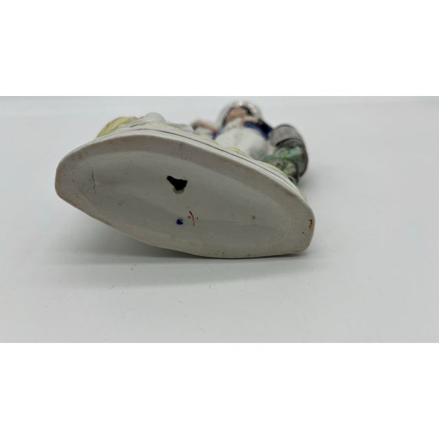 Antique English Staffordshire Figure With a Flag Circa 1860's For Sale - Image 9 of 12