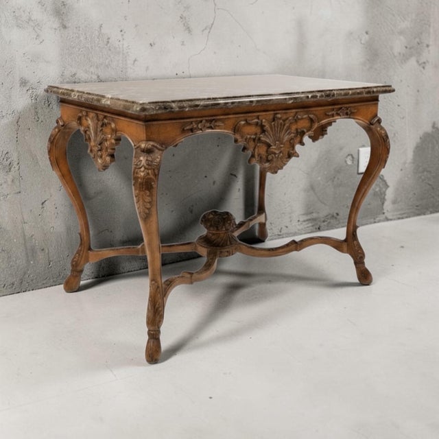 20th-C. Maitland-Smith French Louis XV Style Marble Top Fruitwood Center / Side Table For Sale - Image 11 of 11