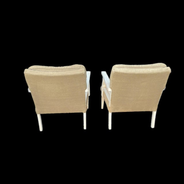 Mid 20th Century Vintage Painted Caned Armchairs- a Pair For Sale - Image 5 of 9