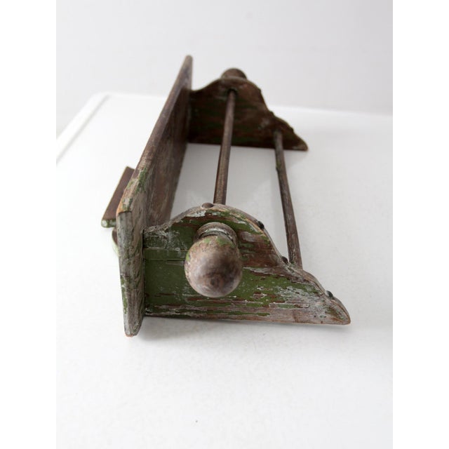 Antique Primitive Wall Shelf With Towel Bar For Sale - Image 4 of 9