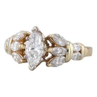 1.18ctw Marquise Diamond Engagement Ring 14k Yellow Gold Size 6.25 For Sale