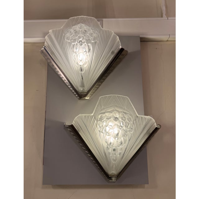 Art Deco Wall Sconces in Nickel-Plated Bronze from Petitot, 1930, Set of 2 For Sale - Image 6 of 18
