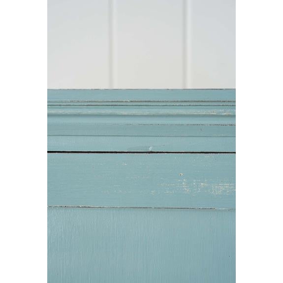 Wood Early 1900's Blue Painted English Pine Paneled Cabinet For Sale - Image 7 of 9