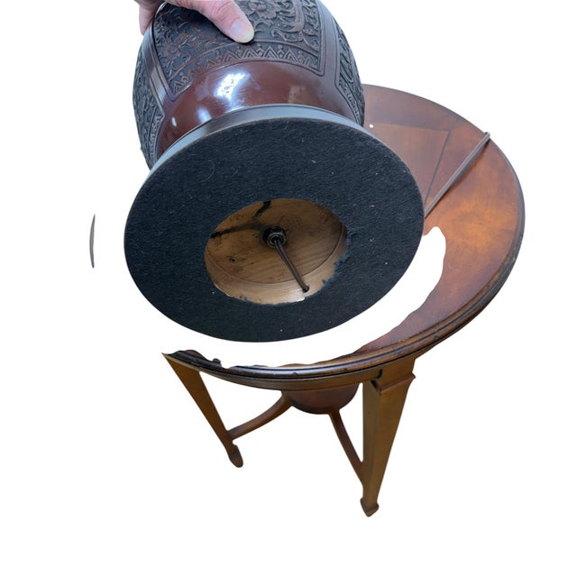 Vintage Cast Bronze Table Lamp Asian Inspired by Marbro For Sale - Image 9 of 10
