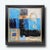 Blue Squares: Square Framed Blue Black White with Beige and Earth Tones Abstract Art on Canvas from Kanayo Ede Studio in...