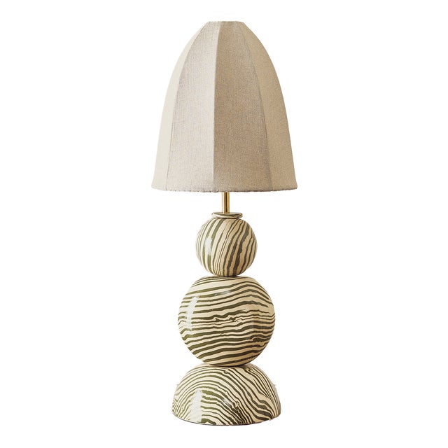 Edison Green & White Marble Table Lamp by Henry Holland Studio For Sale