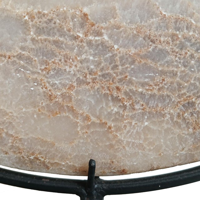 Pink Indonesian Stone Disk on Stand For Sale - Image 8 of 14