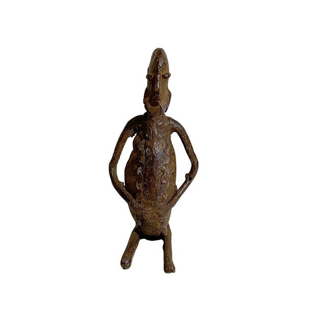 African Dogon Bronze Figure of a Seating Male Mali 4.75" H For Sale - Image 9 of 11