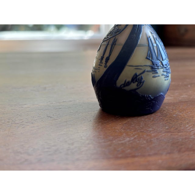 Glass Antique DeVez Nautical Sailboat Glass Decorative Vase Signed 5.75” For Sale - Image 7 of 7