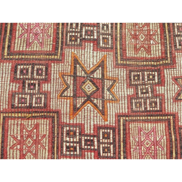 Brown 1960s Embroidered Turkish Kilim - 55"x113" For Sale - Image 8 of 11