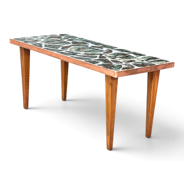 Mid-Century Modern Brecciated Marble Coffee Table With Copper Flat Moulding Frame For Sale - Image 10 of 17