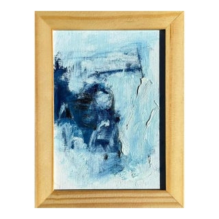 Vintage Boho Miniature Painting in Wood Frame For Sale