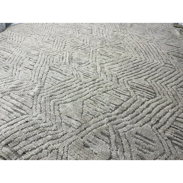 Rh Halima Hand-Knotted Wool Rug — 12' × 15' Marled Ivory / Latte | Undyed Wool | High-Low Texture For Sale - Image 18 of 18