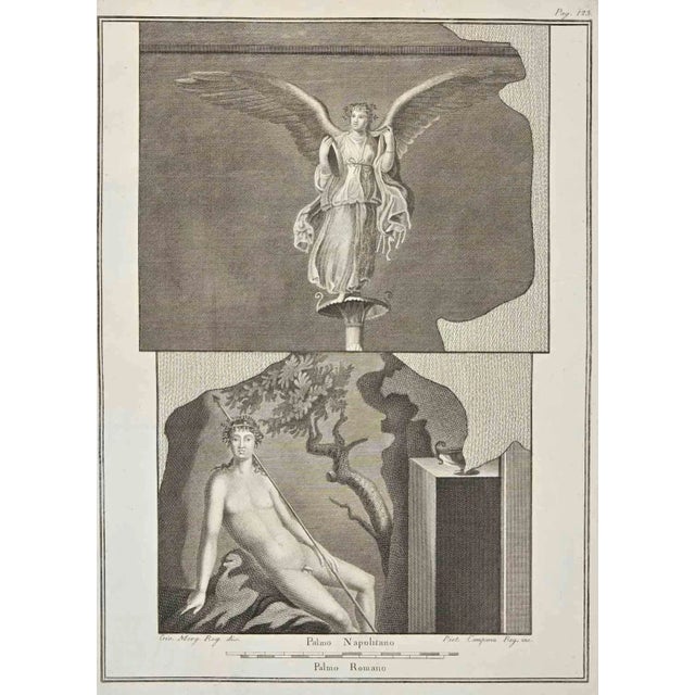 Giovanni Elia Morghen, Ancient Roman Fresco Herculaneum, Etching, 18th Century For Sale
