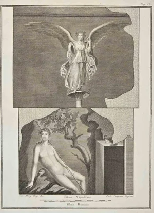 Giovanni Elia Morghen, Ancient Roman Fresco Herculaneum, Etching, 18th Century