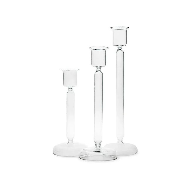 Luna Candleholders in Clear Blown Glass by Aldo Cibic for Paola C., Set of 3 For Sale - Image 7 of 7