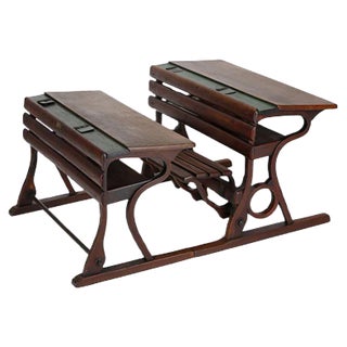 Set of Czech Vintage School Desks from D. G. Fischel & Söhne, Set of 2 For Sale