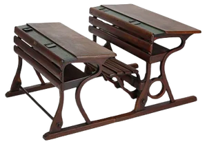Set of Czech Vintage School Desks from D. G. Fischel & Söhne, Set of 2