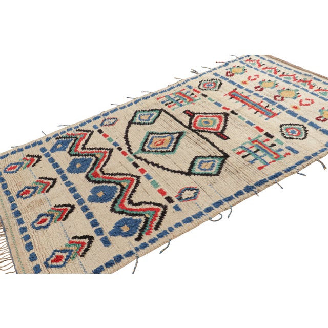 1950s Vintage Moroccan Runner With Polychromatic Geometric Patterns, From Rug & Kilim For Sale - Image 5 of 7