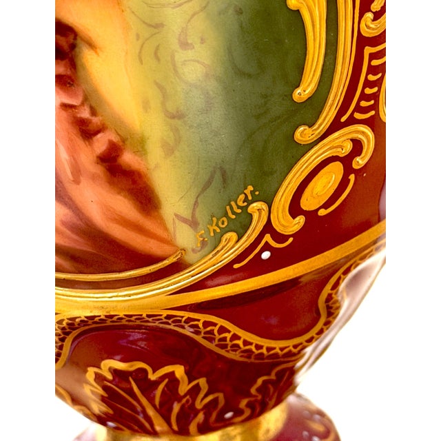 Early 20th Century Early 20th Century “Good Night” Vienna Style Porcelain Urn Lamp Maiden and Candle, Signed F. Koller For Sale - Image 5 of 16