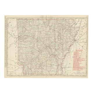 Antique Map of Arkansas with Hot Springs from Rand McNally, 1899 For Sale
