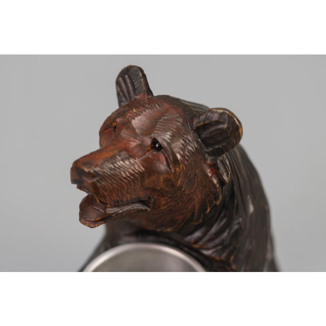 1920s Hand-Carved Black Forest Bear with Aluminum Pot, 1920s For Sale - Image 5 of 18
