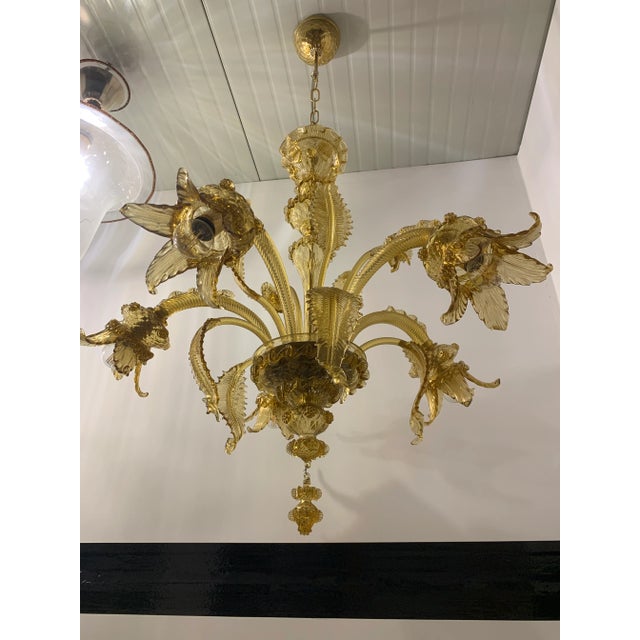 Amber Murano Glass Chandelier With Flowers and Leaves For Sale - Image 13 of 13